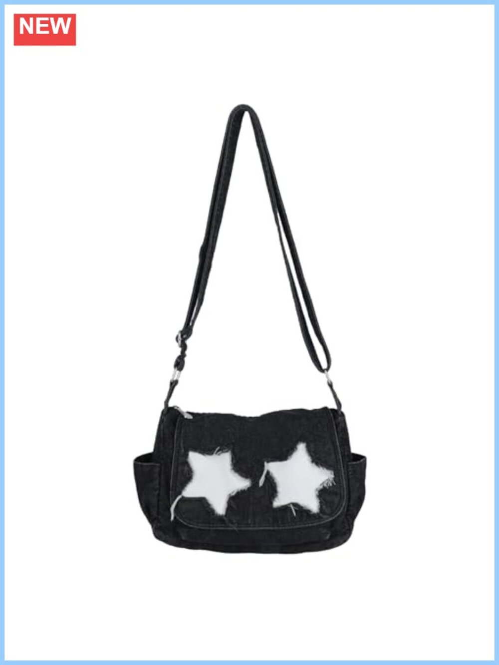 Y2K Denim Crossbody Bag Women Faded Wash Jean Shoulder Handbag Purse